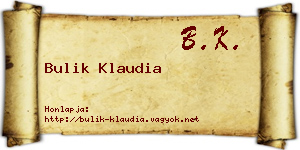 Bulik Klaudia névjegykártya